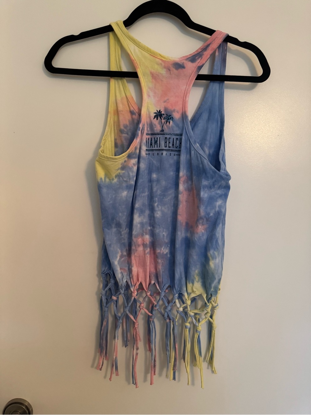 Exit Miami Beach Tie-Dye Fringe Tank Top | Size S - Picture 3 of 11